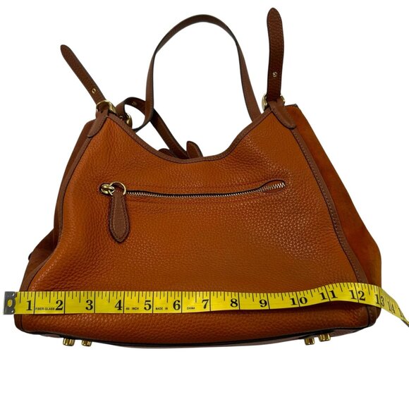 Coach Pebbled Leather Suede Lori Shoulder Bag With Gold Hardware & Zipper Pocket - Picture 4 of 16